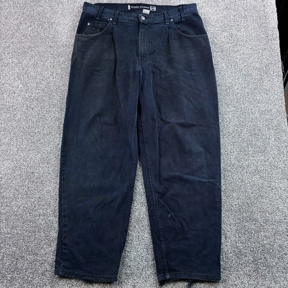 Vintage Levi's SilverTab Baggy Pleated Jeans Mens 38x30 Black Cotton Denim USA